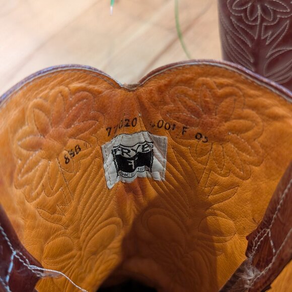 RARE  Frye Vintage Campus Floral Stitch Leather  Women's Brown Western Boots - Picture 5 of 5